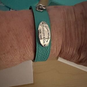 Tiffany & Co. Leather Bracelet with Sterling Silver Logo